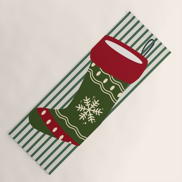 Christmas Stocking Green Yoga Mat Gallery Image 1