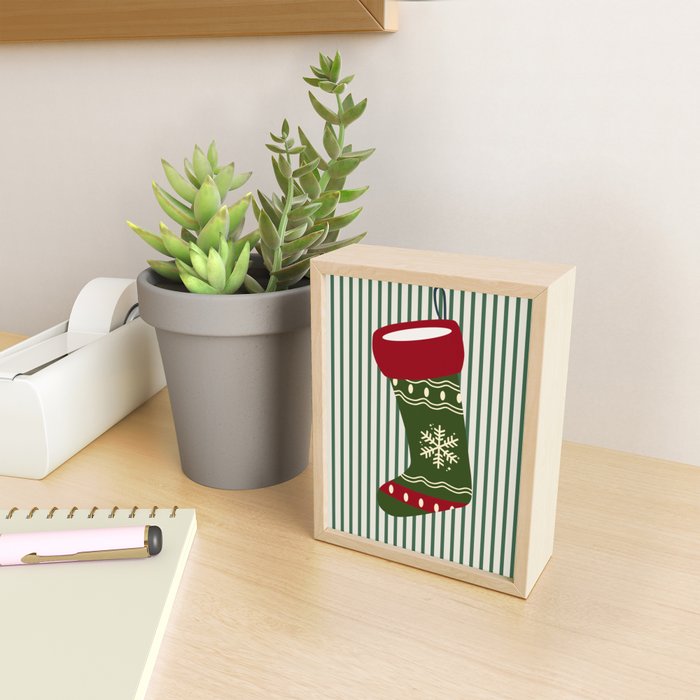 Christmas Stocking Green Mini Art Print Gallery Image 2