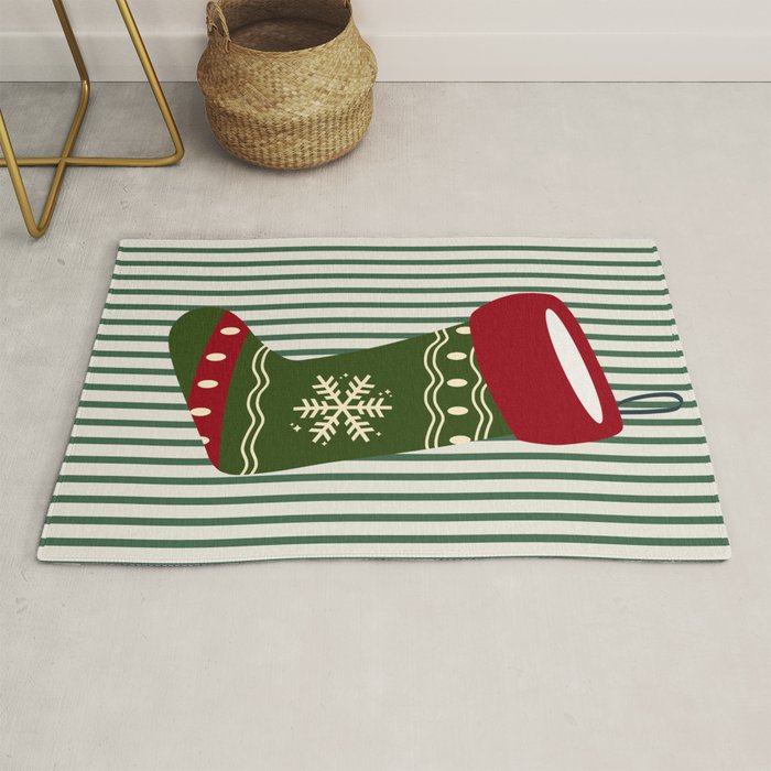 Christmas Stocking Green Rug Gallery Image 1