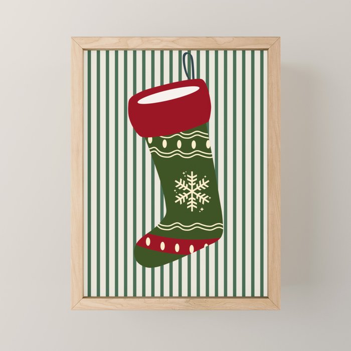 Christmas Stocking Green Mini Art Print Gallery Image 1
