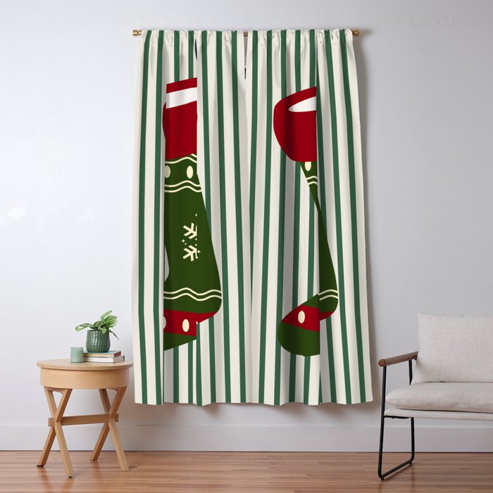 Christmas Stocking Green Window Curtain Gallery Image 5