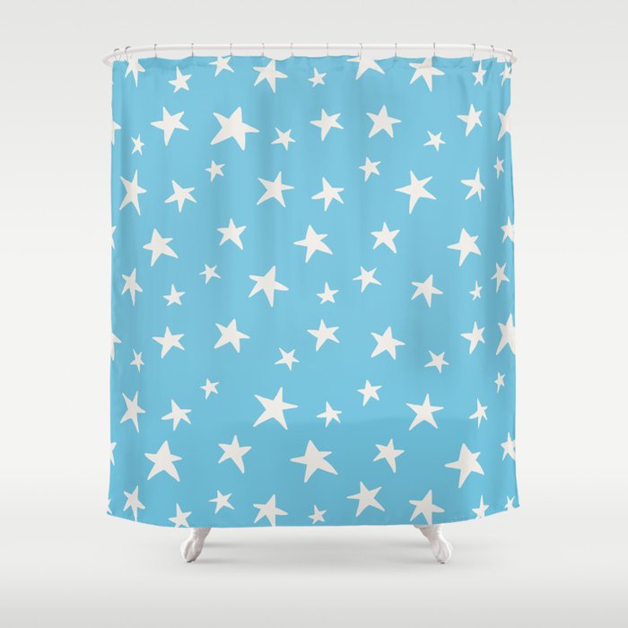 Stars Sky Blue Shower Curtain Gallery Image 1