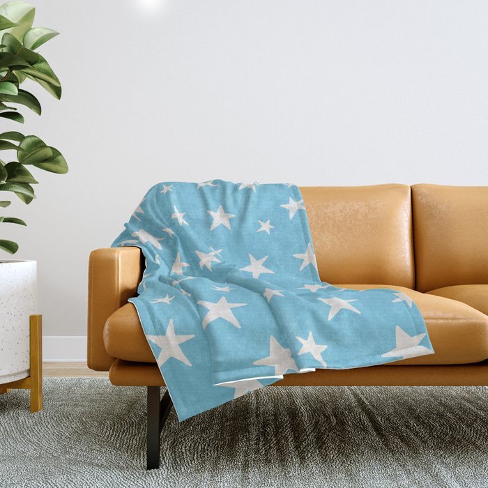 Stars Sky Blue Throw Blanket Gallery Image 1