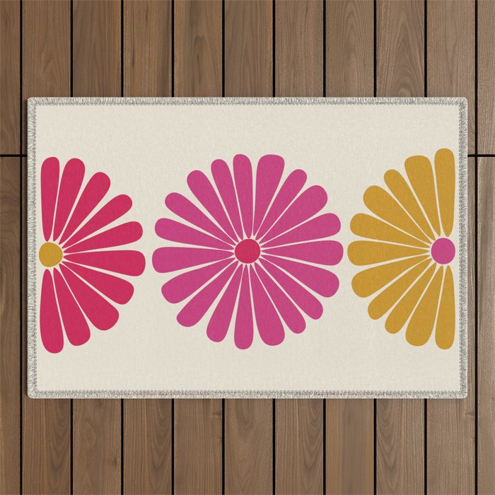 Retro Summer Daisies VII Outdoor Rug Gallery Image 1