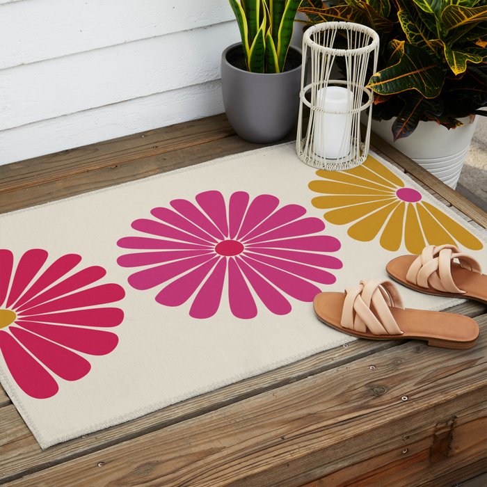 Retro Summer Daisies VII Outdoor Rug Gallery Image 2
