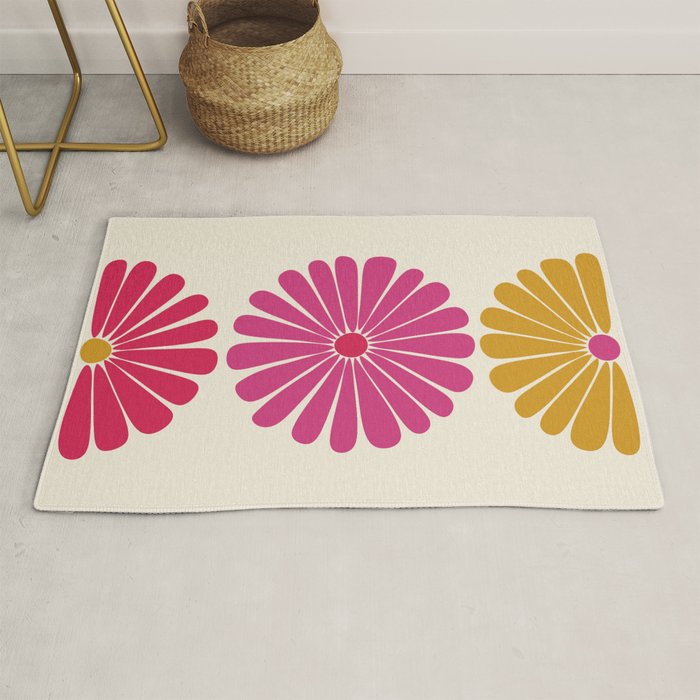 Retro Summer Daisies VII Rug Gallery Image 1