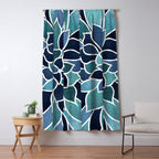 Festive, Flower Bloom, Navy Blue and Teal Window Curtain Gallery Image 5