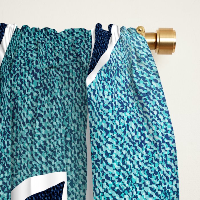 Festive, Flower Bloom, Navy Blue and Teal Window Curtain Gallery Image 2