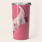 These Boots - Hot Neon Pink Travel Mug Gallery Image 2