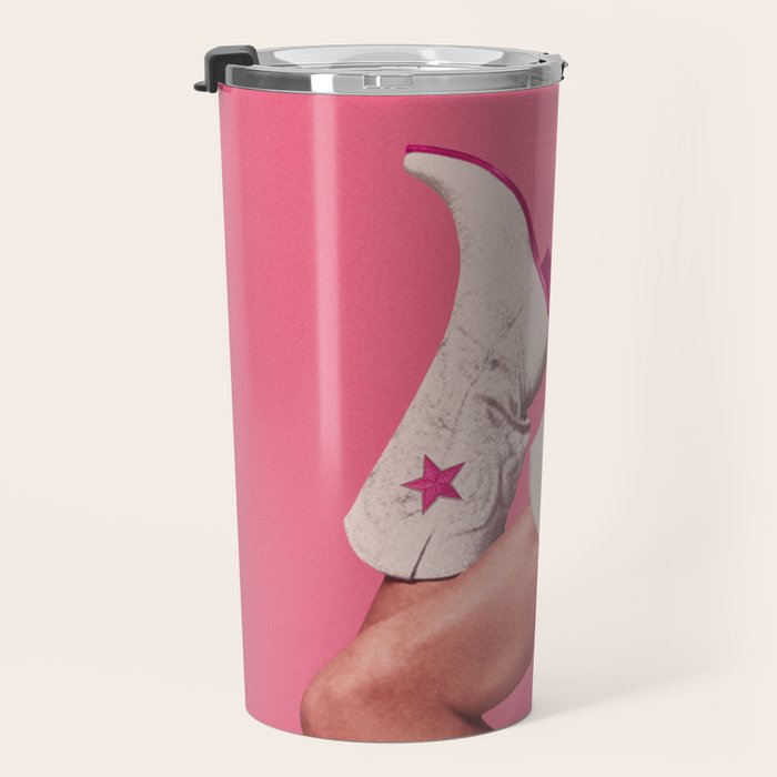 These Boots - Hot Neon Pink Travel Mug Gallery Image 3