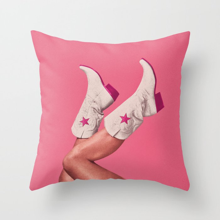 These Boots - Hot Neon Pink Throw Pillow Gallery Image 6