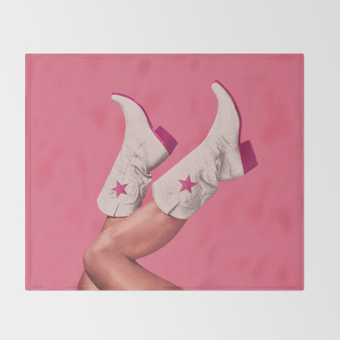 These Boots - Hot Neon Pink Throw Blanket Gallery Image 2