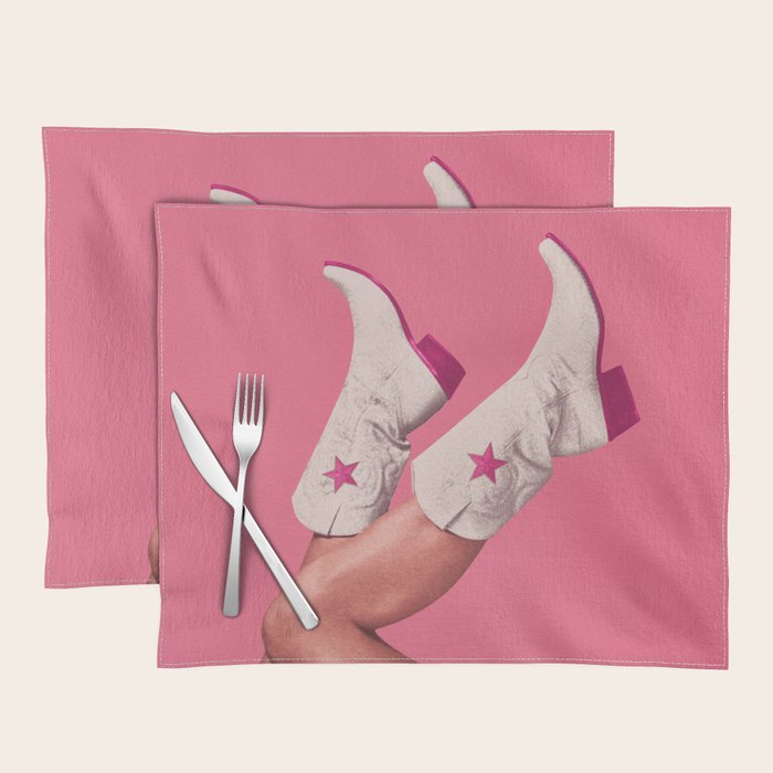 These Boots - Hot Neon Pink Placemat Gallery Image 1