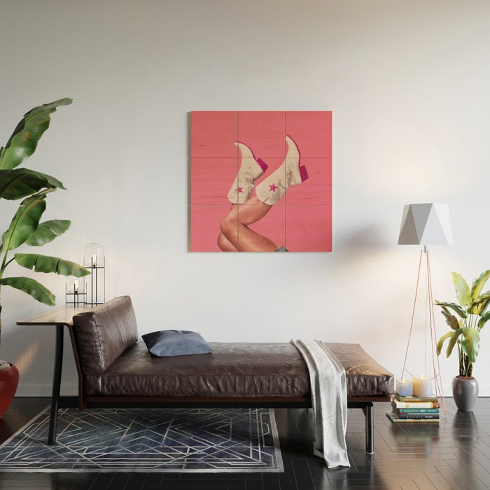 These Boots - Hot Neon Pink Wood Wall Art Gallery Image 2