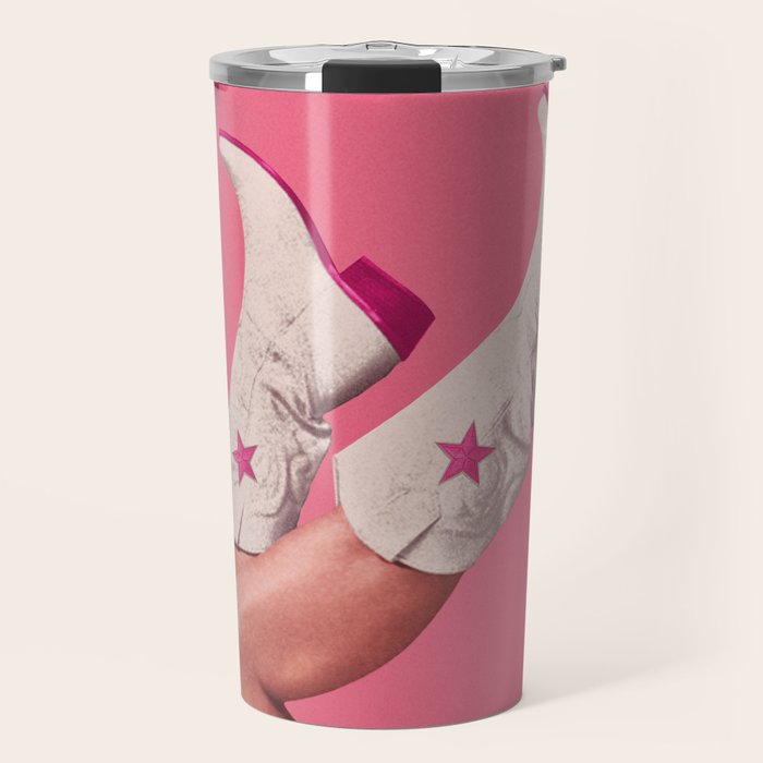 These Boots - Hot Neon Pink Travel Mug Gallery Image 1
