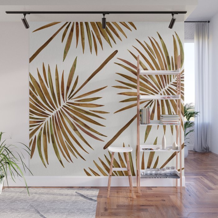 Tropical Fan Palm - Sepia Wall Mural Gallery Image 1