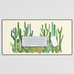 In my happy place - hedgehog meditating in cactus jungle Desk Mat Gallery Image 1