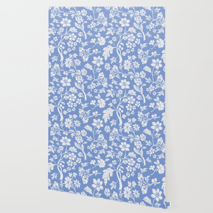 Vintage Style Chintz Florals On Blue Wallpaper Gallery Image 2