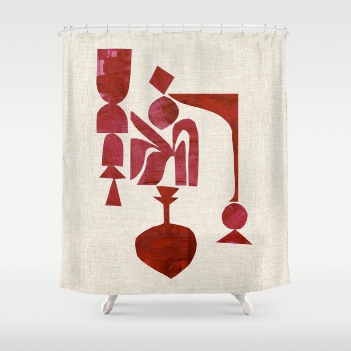 Crimson Fire Flower Shower Curtain Gallery Image 1