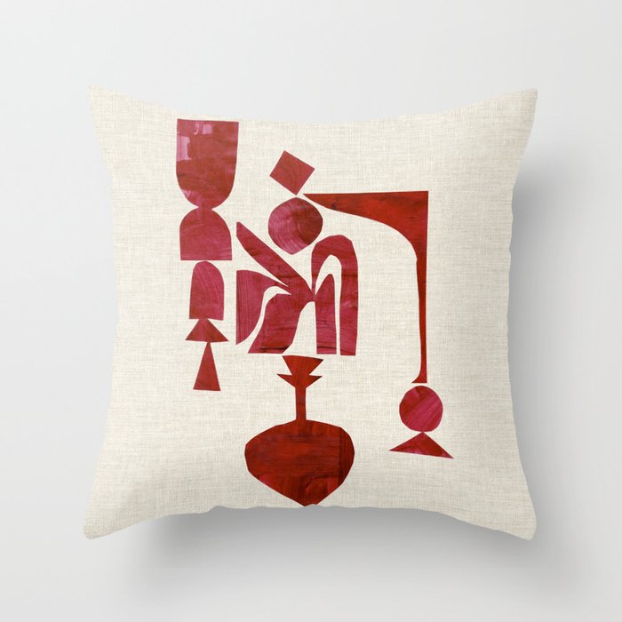 Crimson Fire Flower Throw Pillow Gallery Image 6