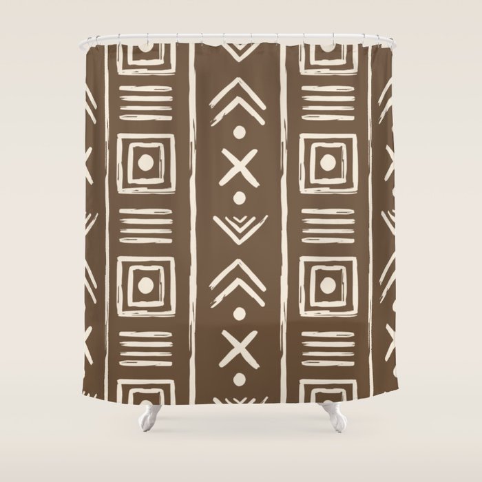 Tribal Coffee Liqueur Pattern Shower Curtain Gallery Image 1