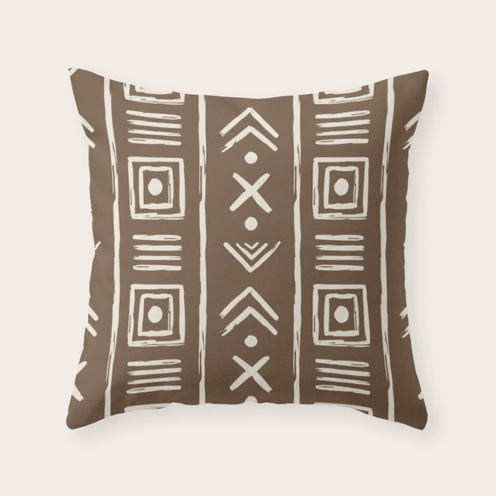 Tribal Coffee Liqueur Pattern Throw Pillow Gallery Image 6