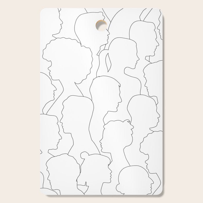 Black and white diverse people crowd pattern Cutting Board Gallery Image 1