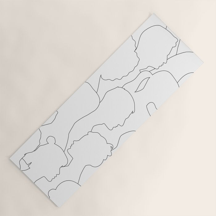 Black and white diverse people crowd pattern Yoga Mat Gallery Image 1