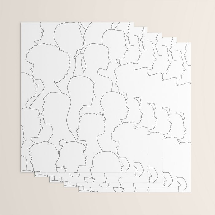 Black and white diverse people crowd pattern Wrapping Paper Gallery Image 3