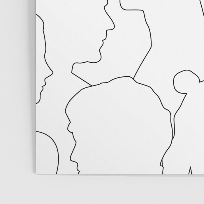 Black and white diverse people crowd pattern Poster Gallery Image 3
