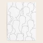 Black and white diverse people crowd pattern Poster Gallery Image 4