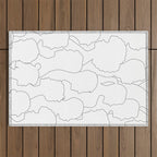 Black and white diverse people crowd pattern Outdoor Rug Gallery Image 1