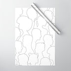 Black and white diverse people crowd pattern Wrapping Paper Gallery Image 1