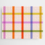 Mid Mod Rainbow Summer Gingham Check pattern Jigsaw Puzzle Gallery Image 1