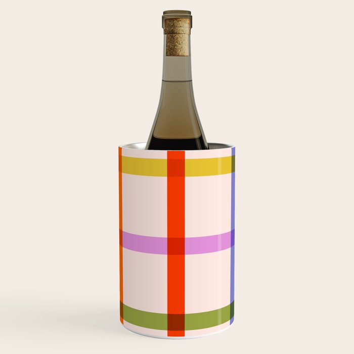 Mid Mod Rainbow Summer Gingham Check pattern Wine Chiller Gallery Image 1