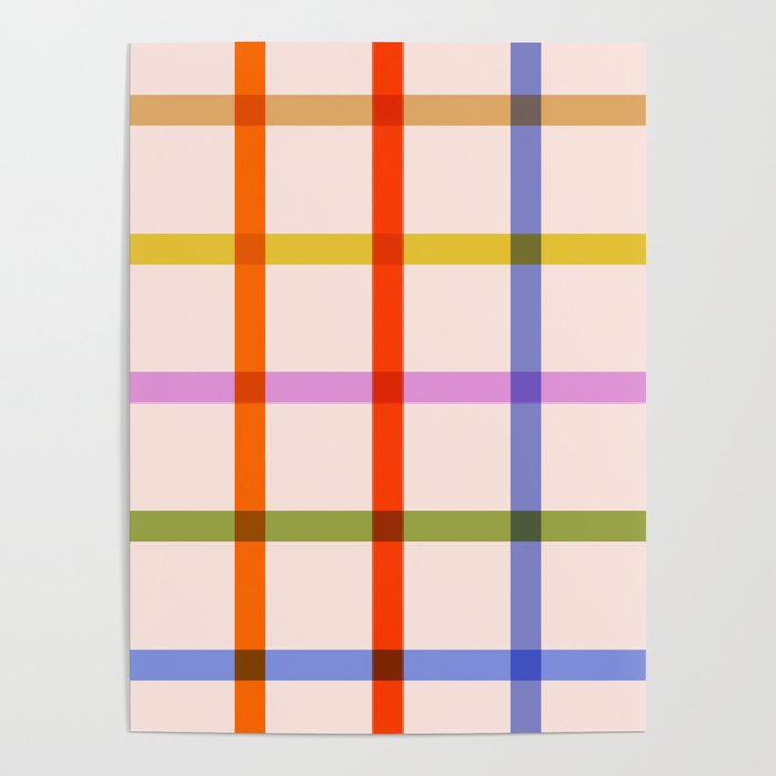 Mid Mod Rainbow Summer Gingham Check pattern Poster Gallery Image 4