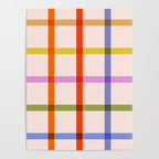 Mid Mod Rainbow Summer Gingham Check pattern Poster Gallery Image 4