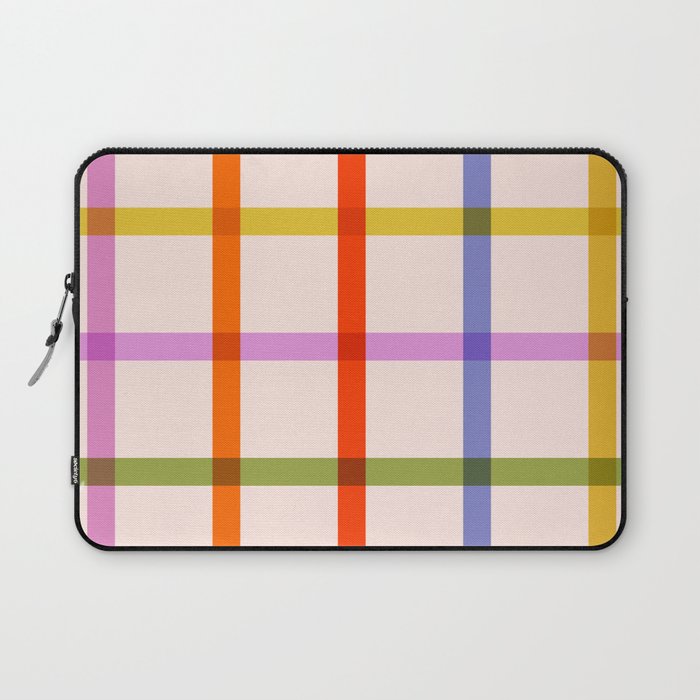 Mid Mod Rainbow Summer Gingham Check pattern Laptop Sleeve Gallery Image 1