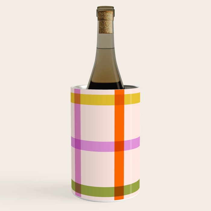 Mid Mod Rainbow Summer Gingham Check pattern Wine Chiller Gallery Image 2