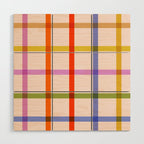Mid Mod Rainbow Summer Gingham Check pattern Wood Wall Art Gallery Image 1