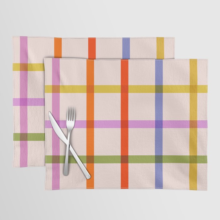 Mid Mod Rainbow Summer Gingham Check pattern Placemat Gallery Image 1