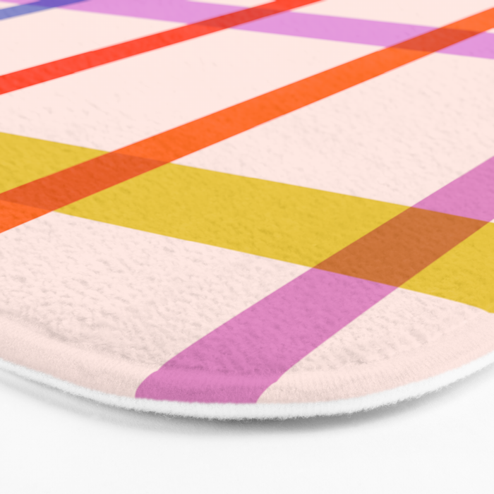 Mid Mod Rainbow Summer Gingham Check pattern Bath Mat Gallery Image 3