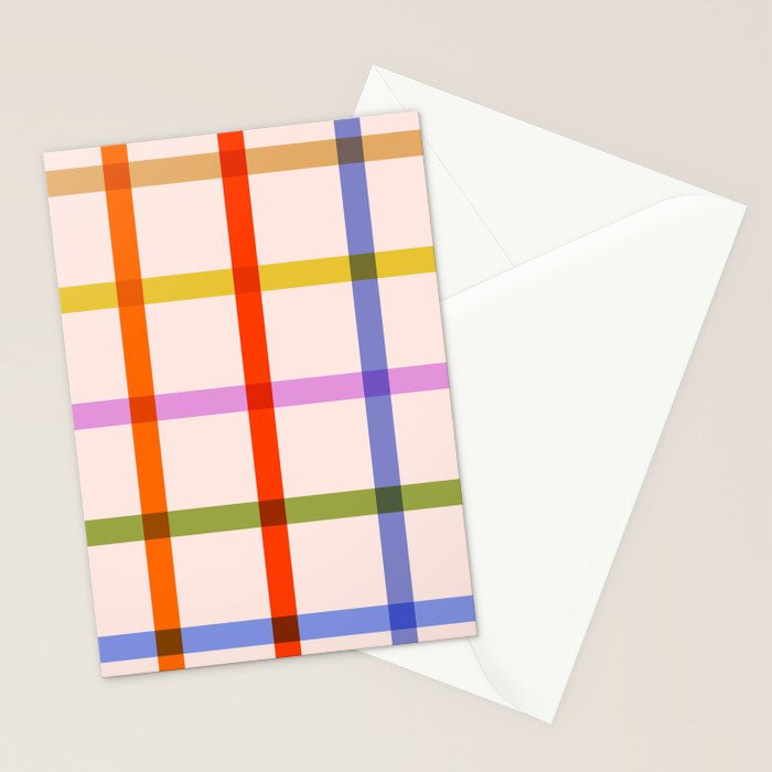 Mid Mod Rainbow Summer Gingham Check pattern Stationery Card Gallery Image 2