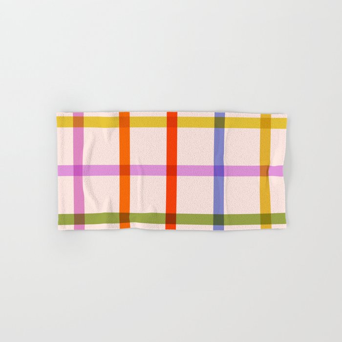 Mid Mod Rainbow Summer Gingham Check pattern Bath Towel Gallery Image 1