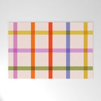 Mid Mod Rainbow Summer Gingham Check pattern Welcome Mat Gallery Image 1