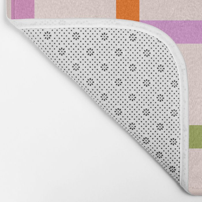 Mid Mod Rainbow Summer Gingham Check pattern Bath Mat Gallery Image 2