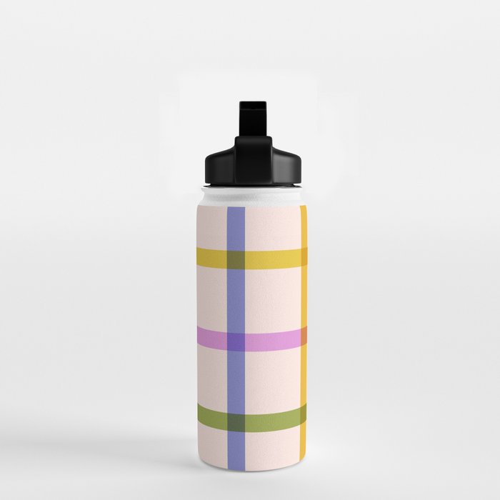 Mid Mod Rainbow Summer Gingham Check pattern Water Bottle Gallery Image 2