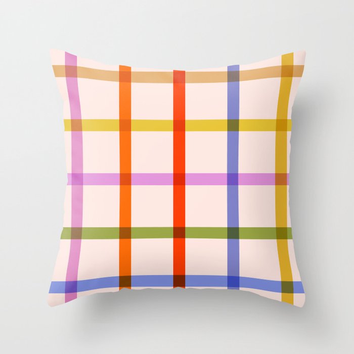 Mid Mod Rainbow Summer Gingham Check pattern Throw Pillow Gallery Image 6