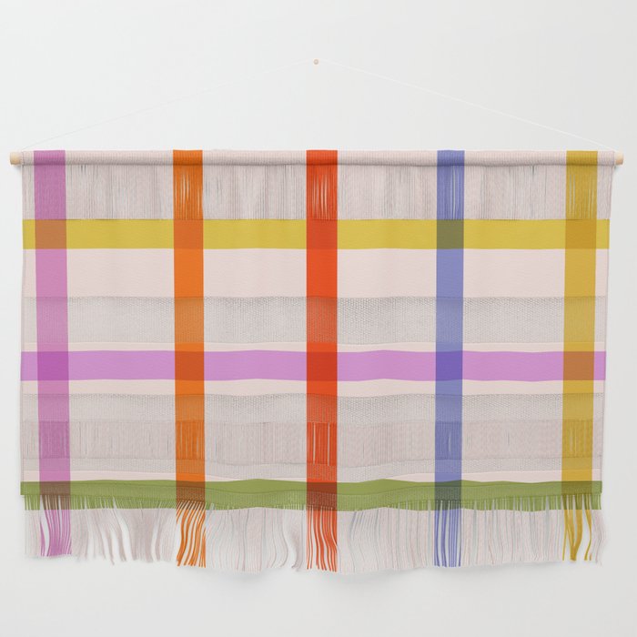 Mid Mod Rainbow Summer Gingham Check pattern Wall Hanging Gallery Image 1