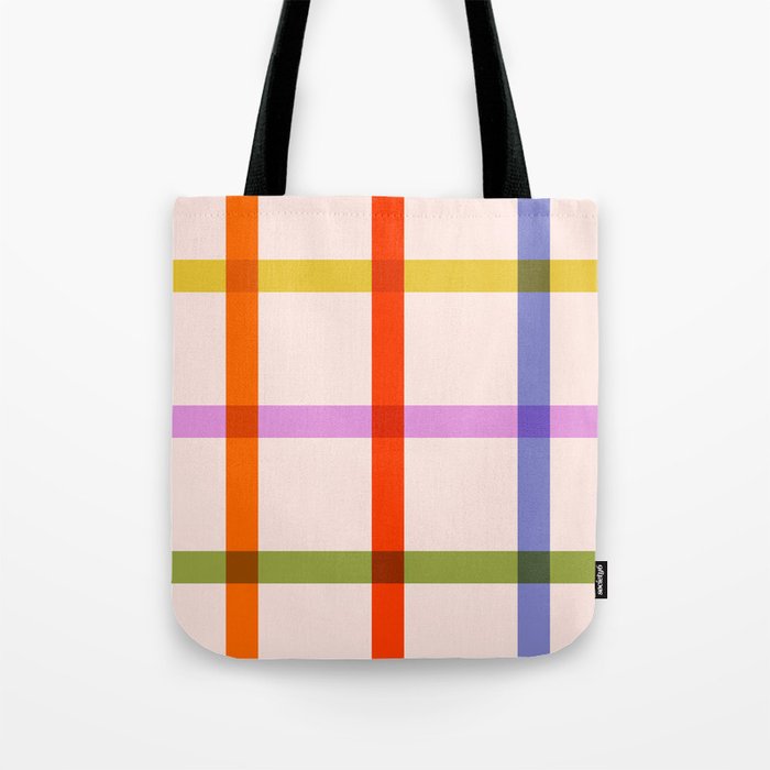 Mid Mod Rainbow Summer Gingham Check pattern Tote Bag Gallery Image 1